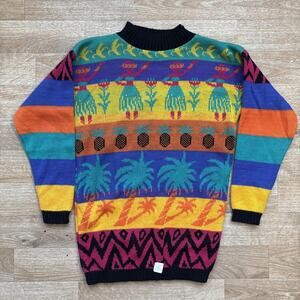Deadstock Vintage Jet Set Sweaters Neon Knit Pullover Women’s M 80s 90s USA